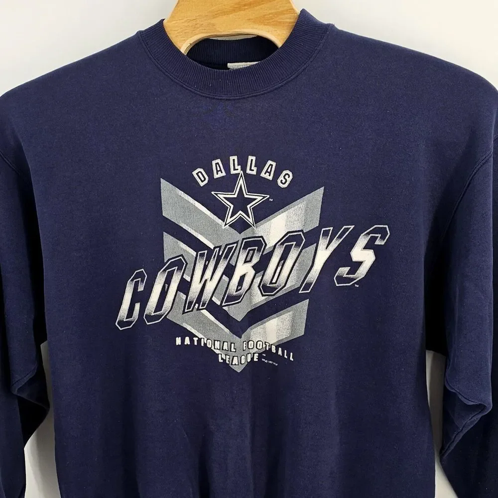 Vintage 90s Dallas Cowboys Sweatshirt Blue Crewneck Men Size XL NFL USA Football
